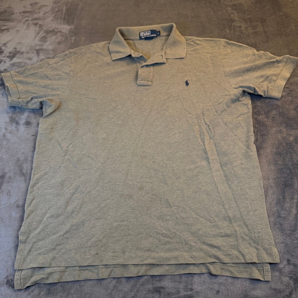 Polo Ralph Lauren Classic Fit Short Sleeve Polo Shirt Gray Beige Mens Large